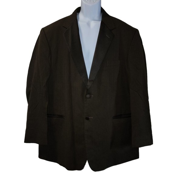Men's Stephen Geoffrey 100 Super Fine Wool Brown Striped Blazer Tux Jacket 48R - Picture 1 of 7